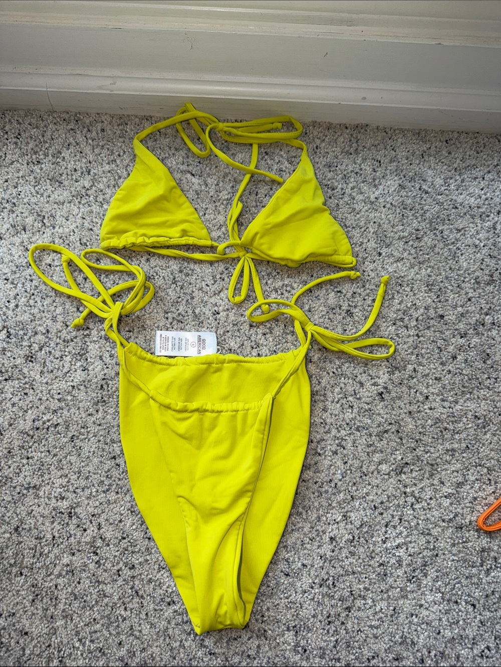 Good American Neon lime green Two-Piece Triangle Bikini